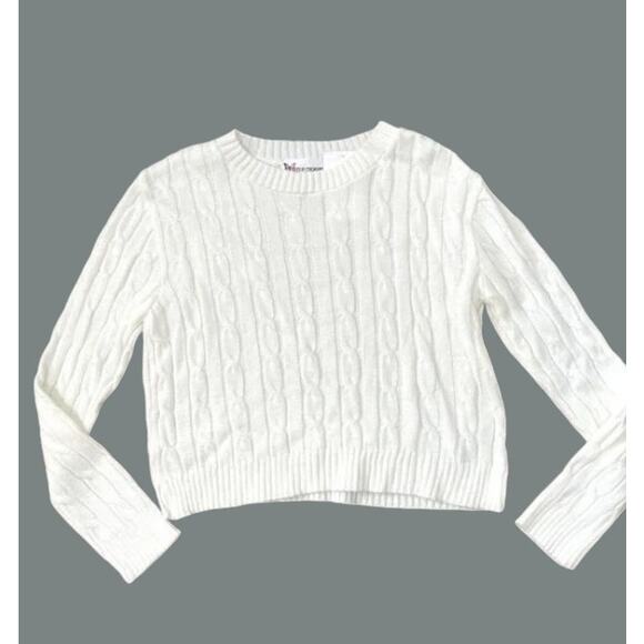 NWT Cotton Emporium Girls Ivory Cable Knit Long Sleeve Sweater Medium - Picture 1 of 7